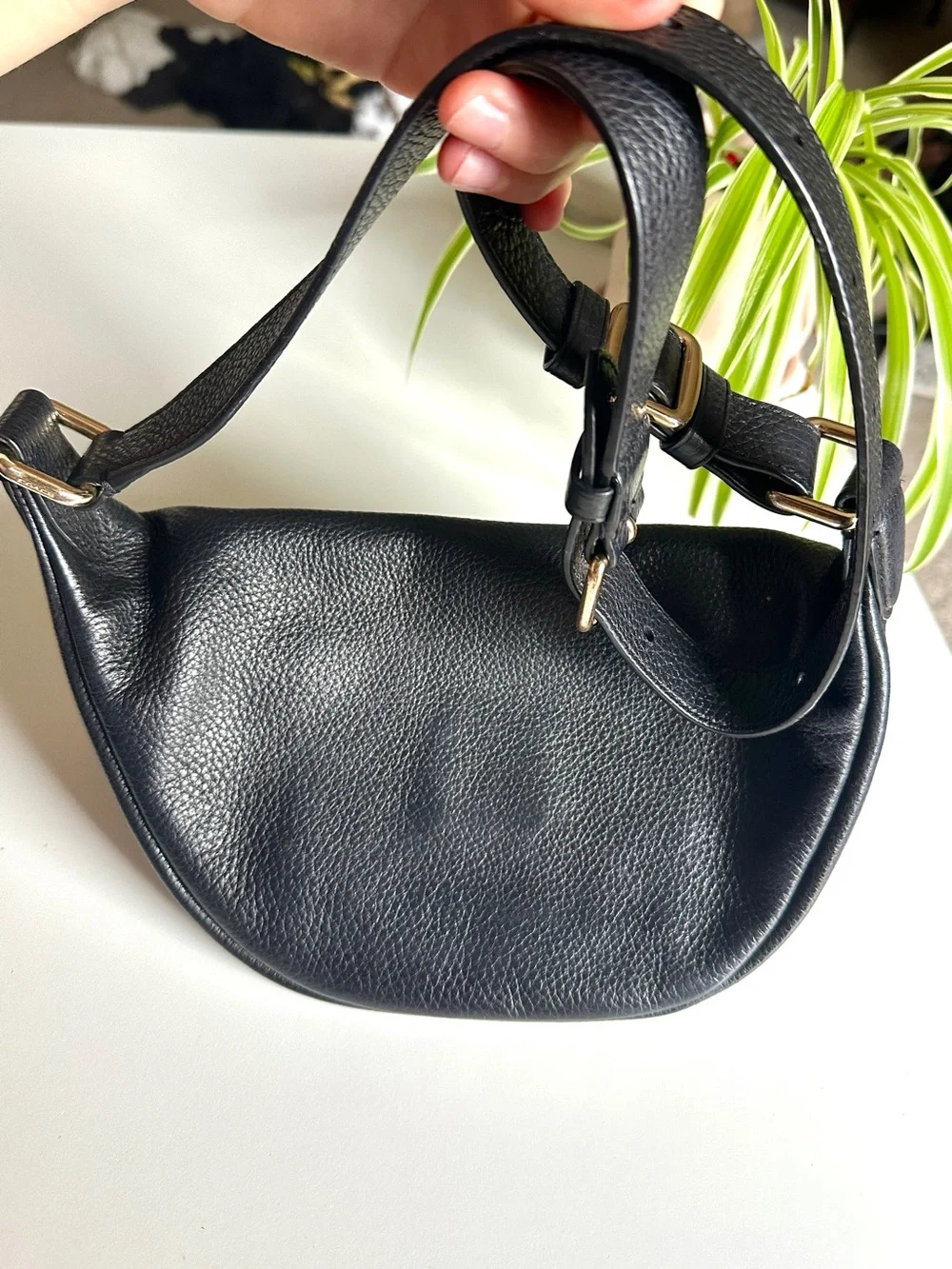 COACH Black Leather Belt Bag with Gold Hardware